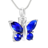 Butterfly Shape Crystal Urn Necklace Stainless Steel Pet Cremation Jewellery