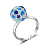 18K Gold Plated Enamel Crystal Copper Ball Shape Fashion Jewelry Ring