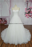 Delicated Personal Ordered Ivory Long Train with Crystal Wedding Gown