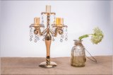 Golden Color Glass Candle Holder for Wedding Decoration with Five Poster