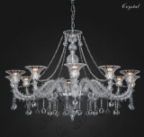 Graceful Glass Chandelier Lamp with Crystal Drop (90015-12)