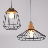Metal Cable Pendant Lamp with Wood Deco. (WHP-648)