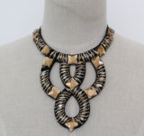 Women Fashion Costume Jewelry Square Crystal Chunky Collar Necklace (JE0153)