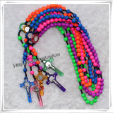 Knoted Rosary, Colourful Beads Rosary, Plastic Beads Rosary (IO-cr303)
