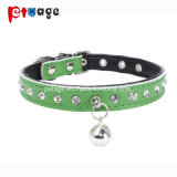 Pet Product Crystal Cat Collar New Clear Bells Leather Pet Collar