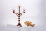 Three Poster Golden Glass Candle Holder for Wedding Decoration