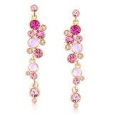 Hot Selling Pink Color Stone Crystal Long Drop Earring