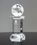 Global Crystal Award Trophy with Sandblast Engraving Laser