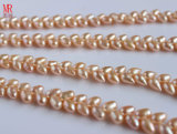 6-7mm AAA Rice Freshwater Pearl Strand, Wheat Design, Pink