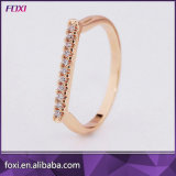 Rose Gold Plated Pave CZ Diamond Alphabet Letter I Initial Ring