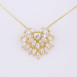 Crystal Prue Gold Plated Heart Shape Pendant Necklace Brass Jewelry