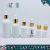 Opal White Boston Round Glass Essential Oil Bottle with Dropper