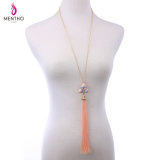 Retro Diamond Studded Alloy Long Chain Women's Necklace Long Thread Tassel Pendant Jewelry