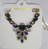 Lady Fashion Colorful Glass Crystal Pendant Necklace Costume Jewelry (JE0209)