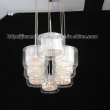 Dining Room Suspension Pendant Lighting with Glass and Fabric Sahdes