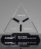 Triangle Shape Crystal Glass Award Trophy with Custom Logo Printing