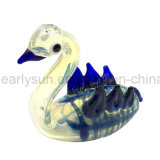 Glass Write Swan Goose Hand Pipe with W Wings and Blue Stripes (ES-HP-149)