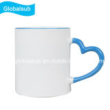 Plain White Ceramic Mug with Color Rim and Handle