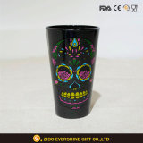 Black Laser Glass Cup with Skull Pictures