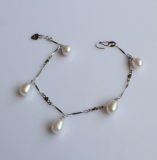925sterling Silver Chain with Freshwater Pearls Bracelet (EB1553-1)