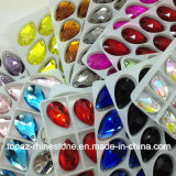 Colored Rhinestone Flat Back Sew on Glass Beads for Shoe Ornanment (SW-Tear drop 17*28mm)