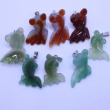 Natural Crystal Grade Stone Carved Fish Charms Necklaces Pendants