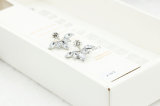 Korean Gold and Silver Plated Leave Crystal Stud Earrings