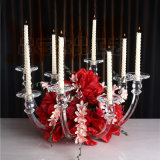 European-Style Modern Crystal Candlestick Table Household Decorative Glass Candle Holder Table Wedding Ceremony Romantic Crystal Flower Stand