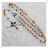 Wholesale Jesus Cross Wooden Rosary Necklaces (IO-cr242)