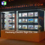 Real Estate Office Window Hanging Acrylic Poster Frame Crystal LED Light Box Sign Display Holder
