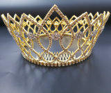 2018 Newest Customized Crystal Crown Wedding Glass Stonne Golden Rhinestone Tiaras Bridal Crown (BC03)