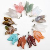 Natural Gemstone Tree Leaf Pendants Charms Mulit Color