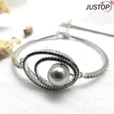 Hot Marketing Crystal Eyes Shape Diamond Bracelet in Rhodium Plated with Pearl