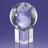 Crystal Globe on Crystal Cube Base Award Cheap Custom Trophies