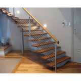 Modern Exterior Solid Wood Stainless Steel Straight Staircase