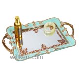 Antique Gold Resin Decorative Mirrored Tray Perfume Storage Holder