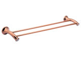 Plate Rose Gold Zinc Alloy and Crystal Bathroom Accessory Double Towel Bar