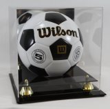 Acrylic Soccer Ball Display Case Cube Holder with Black Base
