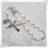 New Design Glass Decade Rosary Bracelet with Cross Pendant (IO-CE068)