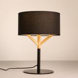 Modern Oak Wood Table Lamp with Fabric Shade (WHT-050)
