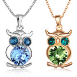 Fashion Animal Design White Gold Crystal Owl Pendant Necklace