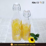 Beverage Juice Glass Bottles with Swing Top Lids