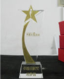 Cheap Newest Style Five Star Crystal Trophy Glass Award