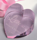 Pink Crystal Glass Heart Paperweight for Office Table Decoration