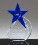 Blue Crystal Trophy Star Award for Promoational Gifts with 3D Laser Engraving and Logo Printing