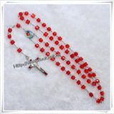 Multicolor Plastic Bead Rosary / Red Resin Beads Chain Rosary Necklace (IO-cr267)