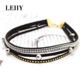 Black Leather Full Crystal Ball Multilayer Choker Necklaces for Women