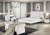 Crystal Tufted Headboard Home Leather Bed