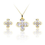 Top AAA+ Zircon Lovely Flowers Jewelry Female 4 Clover Leaf Fashion Jewelry Set Valentine's Day Gift