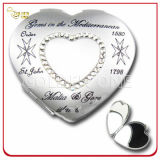 New Design Heart Shape Chrome Cosmetic Mirror with Crystal Stone